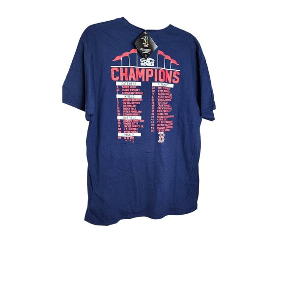 Majestic 2018 World Series Champions Boston Red Sox T-Shirt - Large 100% Cotton - Picture 2 of 12